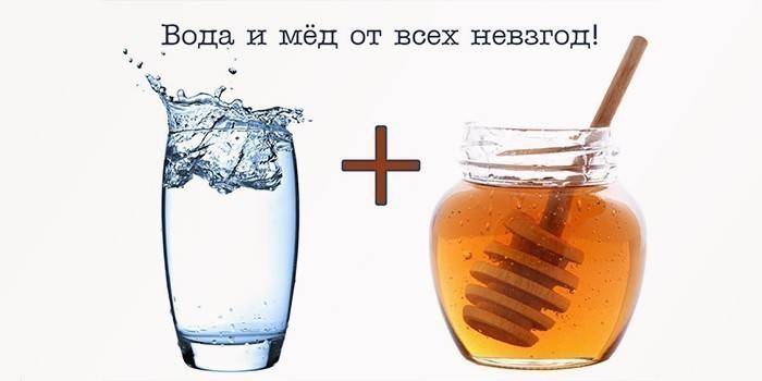 Стакан воды и баночка с медом